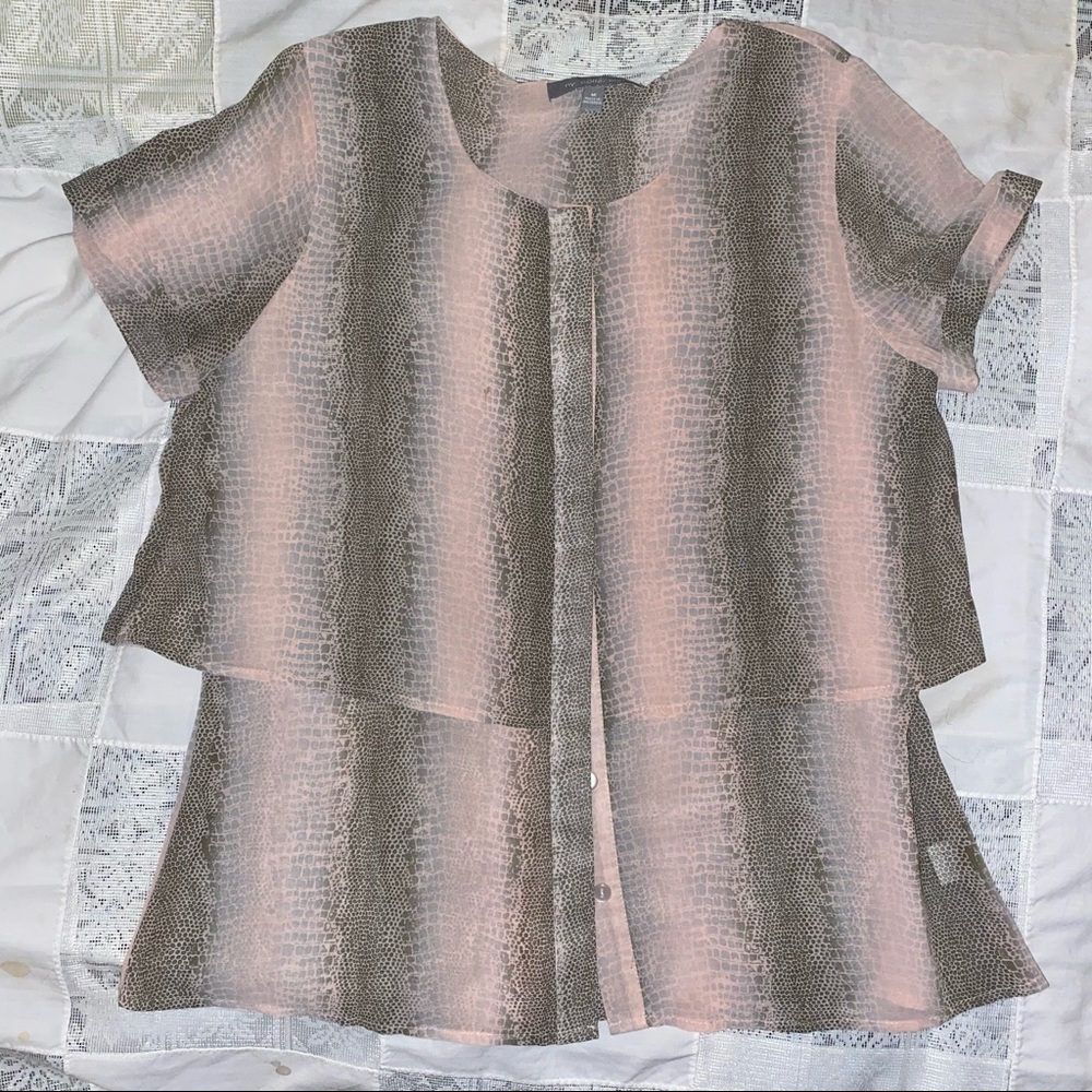 NY Collection Animal print Blouse Size Medium - Picture 3 of 7